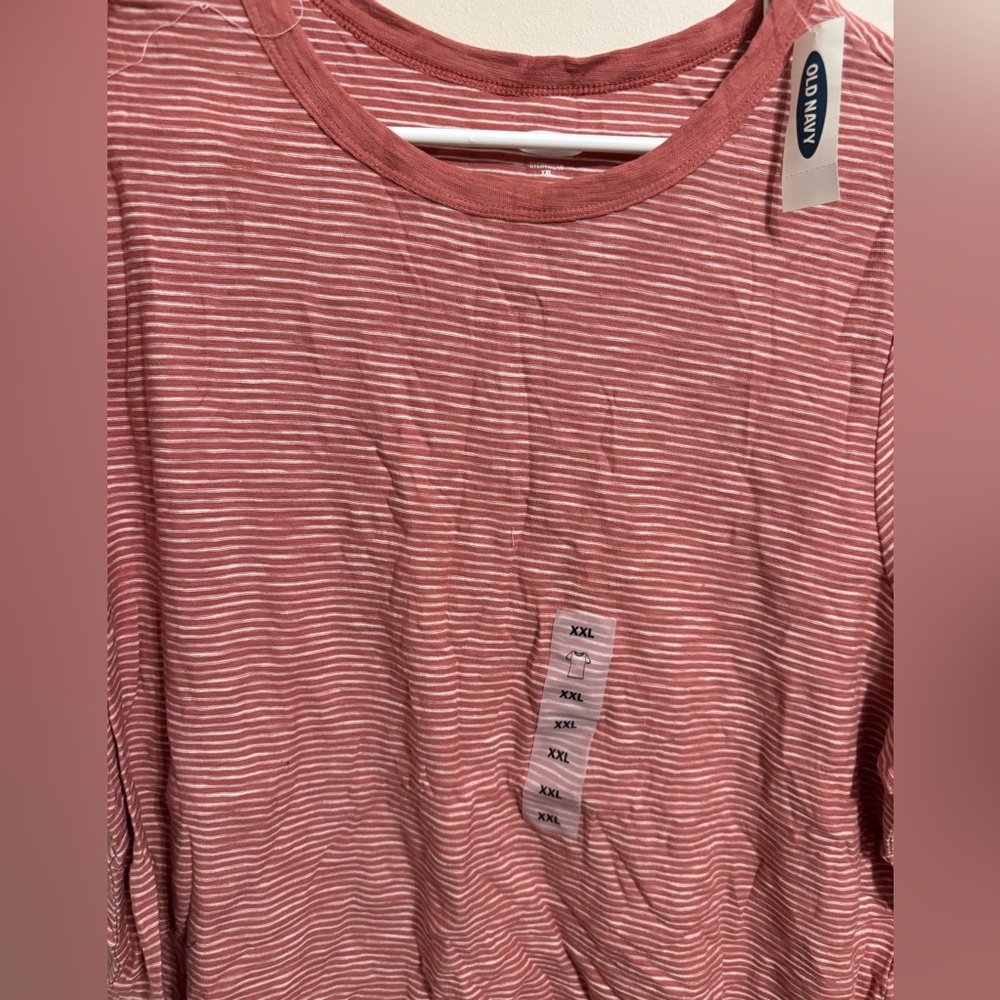 Old Navy Red and White Striped Tee XXL